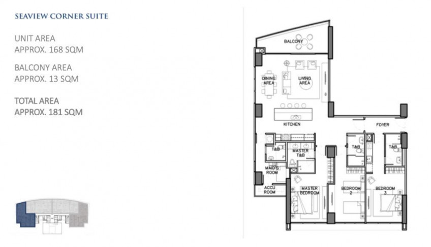 The Residences Azuela Cove 3br CornerSeaview Davao