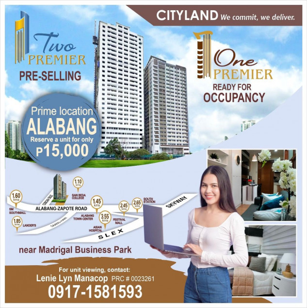 Cityland Two Premier Pre-Selling Studio Condo in Alabang Las Pinas