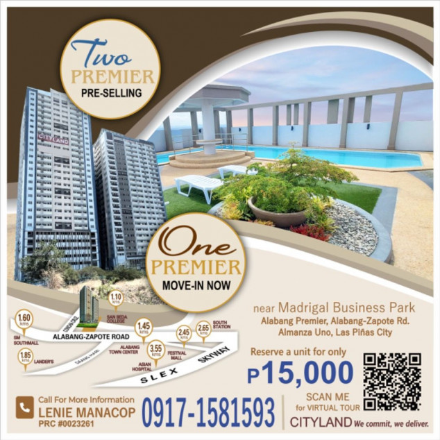 Cityland Two Premier Preselling 1 Bedroom condo in Alabang Las Piñas