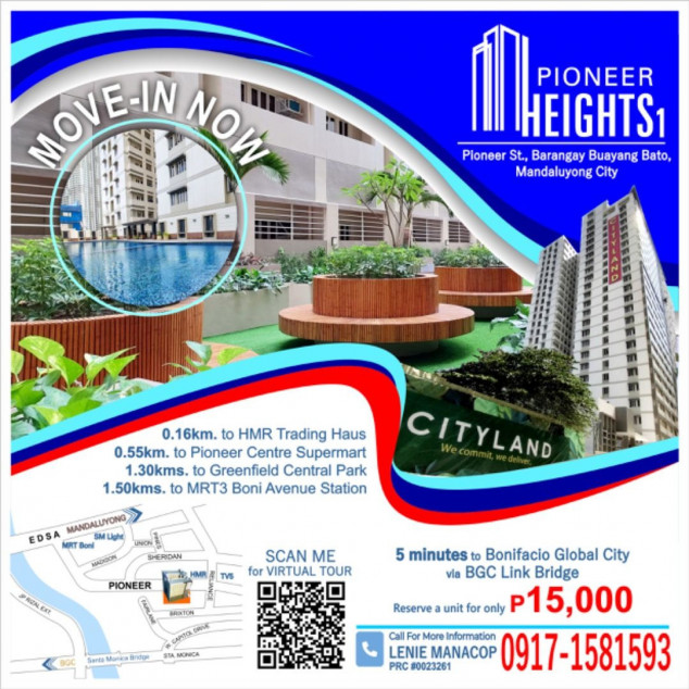 Cityland Pioneer Heights 1 2 bedroom condo in Mandaluyong near BGC