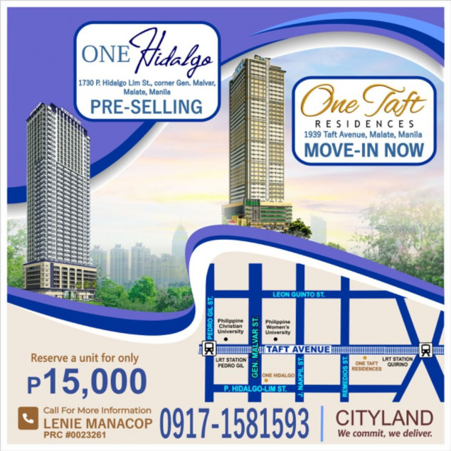 Cityland One Hidalgo Pre-Selling Condo in Manila near PGH PWU Taft