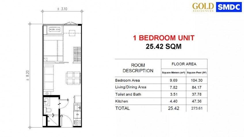 1 Bedroom Condo Unit For Sale At Gold Residences Across Terminal 1 NAIA