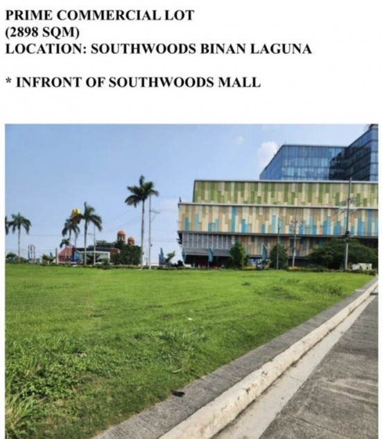 Rush For Sale! 2,898 Sqm Prime Commercial Lot In Southwoods, Biñan City, Laguna