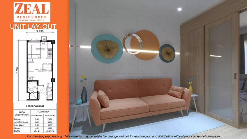 1 Bedroom Condominium Unit For Sale In Zeal Residences Gen. Trias Cavite City