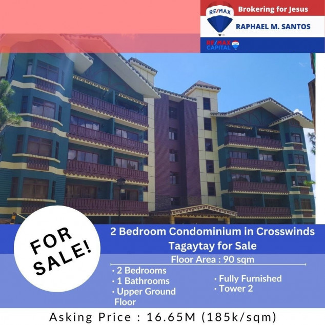 Fully Furnished 2 Bedroom Condominium Unit in Crosswinds Tagaytay for Sale