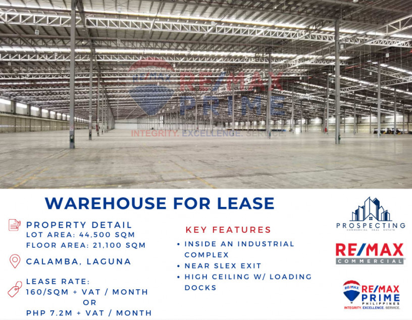 Warehouse For Lease  Near SLEX Exit Calamba, Laguna - 44,563 sqm