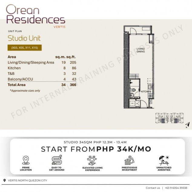 Rush Sale: Studio Condominium in Vertis North – Near SM North Edsa, QC