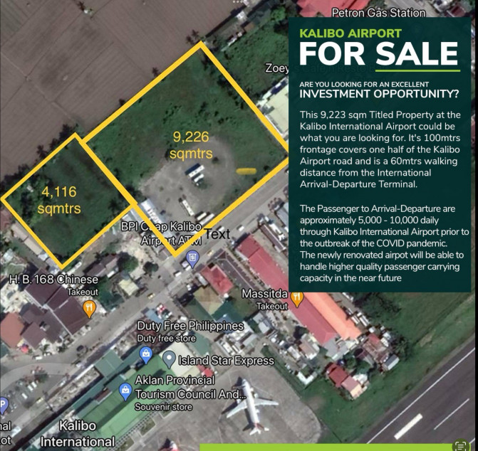 9226 SQM Commercial Titled Lot In Kalibo International Airport, Aklan. Gateway to Boracay