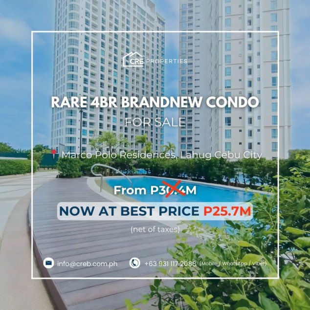 4BR Condo Unit for Sale - Marco Polo Residences, Lahug, Cebu City