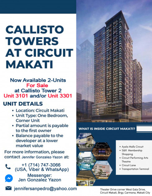 1-Bedroom Condominium in Callisto Tower 2 at Makati City