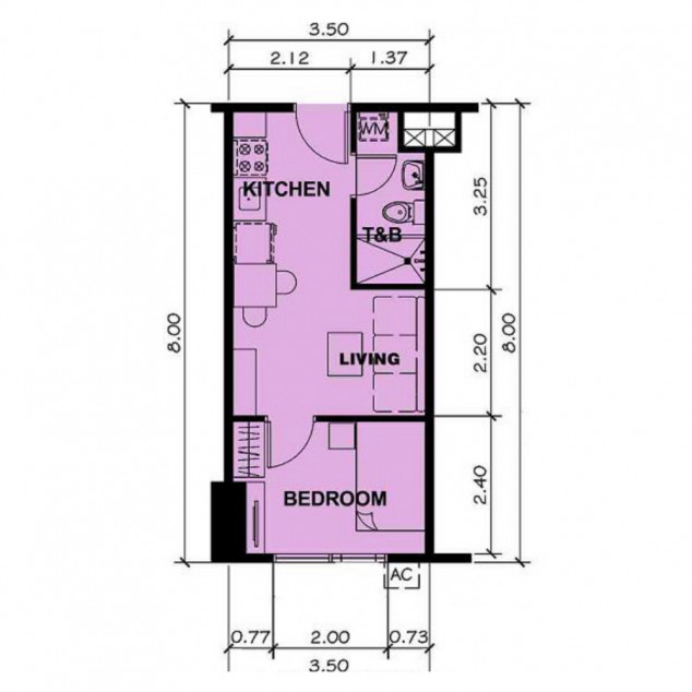 Semi-furnished 1 bedroom CONDO FOR SALE (28sqm) @ KASARA Urban Resort Residences - DIRECT FROM OWNER