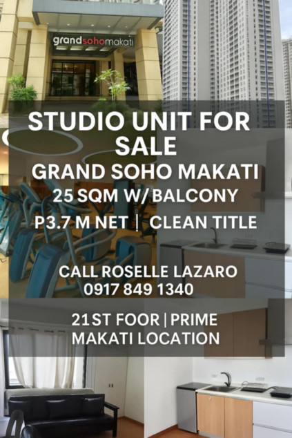 For Sale: Studio With Balcony At Grand Soho Makati