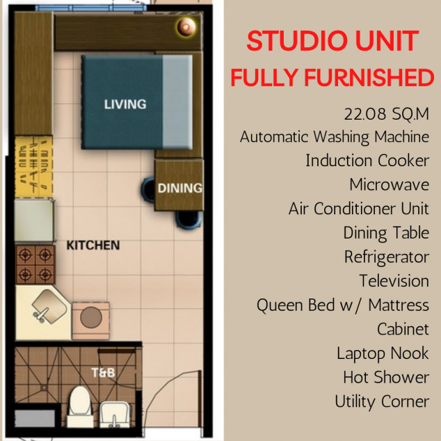 STUDIO UNIT FULLY FURNISHED