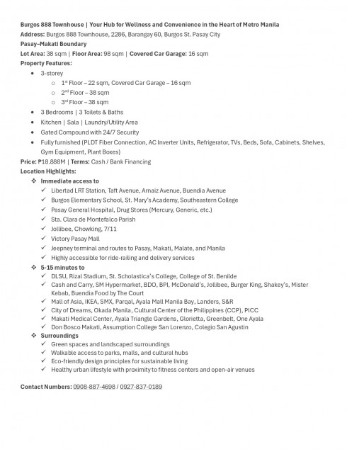 Burgos 888 Townhouse | Your Hub for Wellness and Convenience in the Heart of Metro Manila