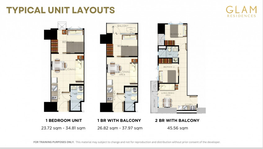 GLAM Residencies Quezon City EDSA 1 Bedroom with Balcony and more