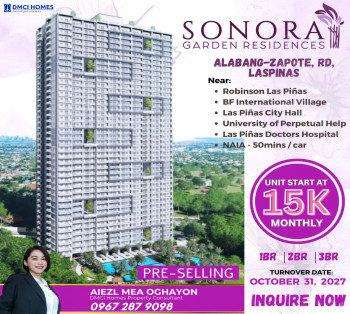 Pre-Selling Condominiums in Las Piñas (DMCI Sonora Garden Residences)